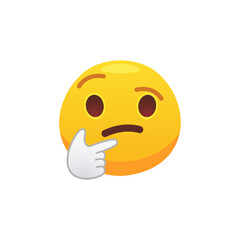 Emoji thought face flat icon for web design. Cartoon yellow emotion circle icon smiling, laughing and crying isolated vector illustration. Feeling expression