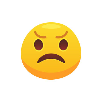 Face emoji flat icon for web design. Cartoon yellow emotion circle crying isolated vector illustration. Feeling expression