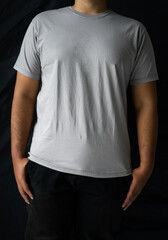 men wear plain T-shirts for mockups templates. blank t-shirt for front side design