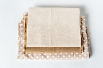 Natural  linen raw organic cotton fabric. natural fabrics of ivory color - linen and cotton are...
