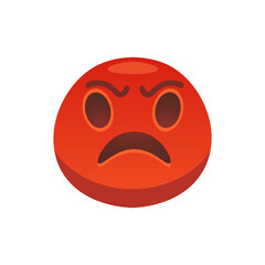 Fototapeta premium Face evil emoji flat icon for web design. Cartoon yellow emotion circle icon smiling, laughing and crying isolated vector illustration. Feeling expression