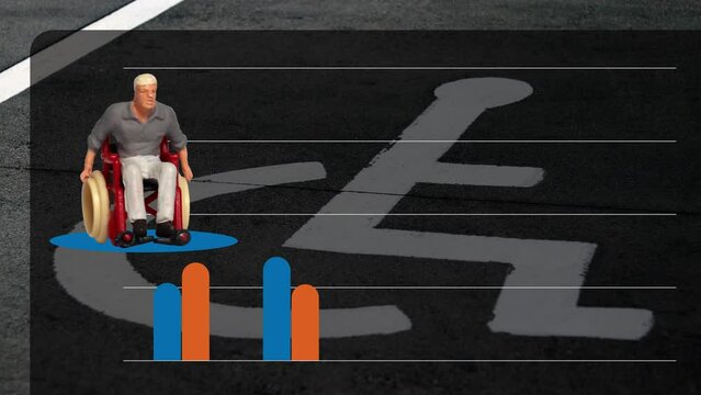 The concept of discrimination against employment of persons with disabilities. Miniature people and bar graph.
