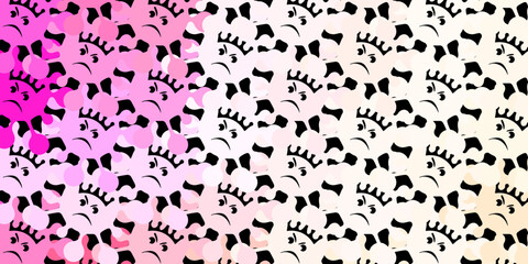 Dark pink vector background with covid-19 symbols.