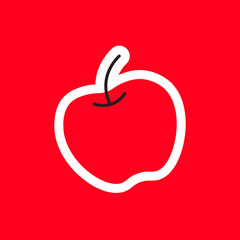 Simple Minimalist Red Apple Vector Illustration