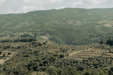 Beautiful view of Tuscany landscape and landmarks. Summer in Italy