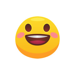 Emoji face flat icon for web design. Cartoon yellow emotion circle icon smiling, laughing and crying isolated vector illustration. Feeling expression and communication concept