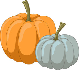 Cute orange and blue pumpkins vector illustration