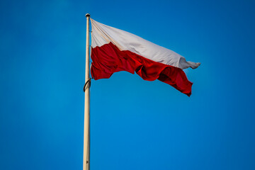 Flag of Poland on the sky