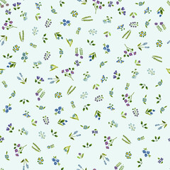 水彩画の小さなお花のシームレスなパターン。テキスタイル、壁紙、包装紙のデザイン。