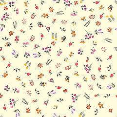 水彩画の小さなお花のシームレスなパターン。テキスタイル、壁紙、包装紙のデザイン。