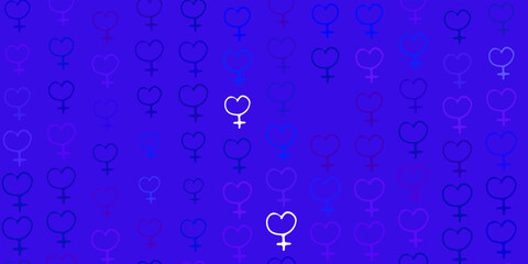 Light Pink, Blue vector background with woman symbols.