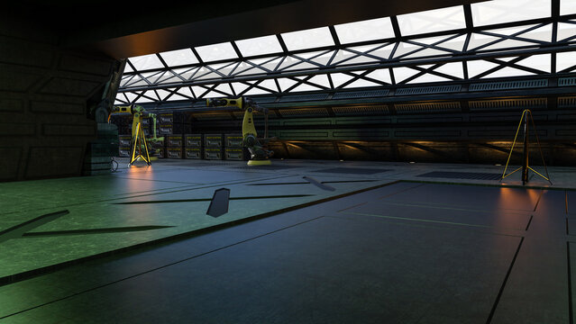 3D rendered science fiction reactor interior scene
