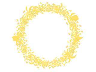 金木犀のシルエットフレーム③丸_黄色