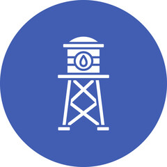 Water Tower Multicolor Circle Glyph Inverted Icon