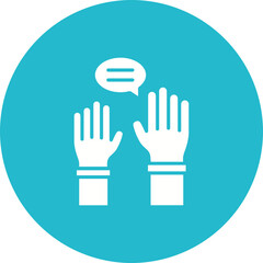 Obraz premium Raise Hand Multicolor Circle Glyph Inverted Icon