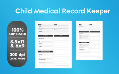This is a Child Medical Record Keeper with 2 most popular sizes 8.5x11 and 6x9. Fully ready to print.
