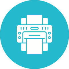 Printer Multicolor Circle Glyph Inverted Icon
