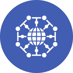 Global Network Multicolor Circle Glyph Inverted Icon