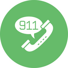 Call 911 Multicolor Circle Glyph Inverted Icon