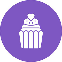 Cupcake Multicolor Circle Glyph Inverted Icon