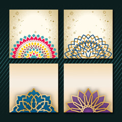 Bundle set of four Islamic backgrounds with geometric motifs