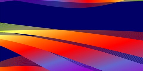 Wave lines. Abstract wavy stripes on purple blue background. Creative line art colorful gradient. Design elements created using the Blend Tool for booklet layout