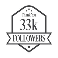 Thank you 33K followers, 33000 followers celebration, Vector Illustration