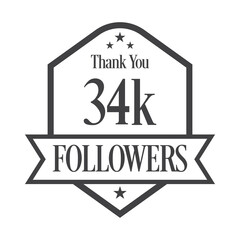 Thank you 34K followers, 34000 followers celebration, Vector Illustration