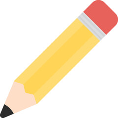Yellow pencil icon. Flat design illustration.	