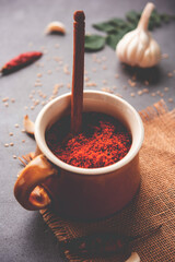 Sesame garlic chilli dry chutney powder,  Til Lahsun chutney, Indian side dish or relish