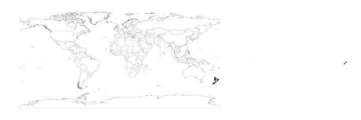 Vector New Zealand map showing country location on world map and solid map for New Zealand on white background. File is suitable for digital editing and prints of all sizes.