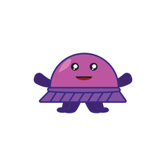 illustration vector graphic of purple alien mascoot.