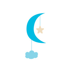 crescent moon star hanging toy vector flat illustration