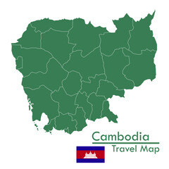 Fototapeta premium Map - Map of Cambodia, each city and territory has a separate map.