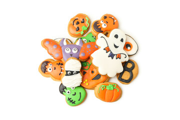 Concept of Halloween sweets, funny sweets, isolated on white background