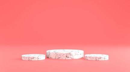 3d illustration render marble texture podium with beautiful pink background 3d illustration rendering