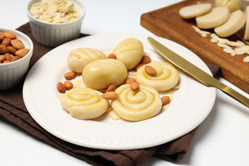 Concept of tasty sweet food, tasty marzipans