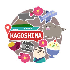 鹿児島のアイコンセット　線無し　丸