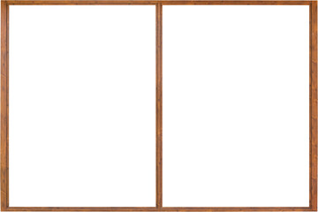 Japanese house wooden door window frame isolated on white background