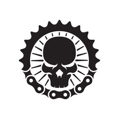 Skull chain vector template. Gear and chain icon for motorcycles club or community	
