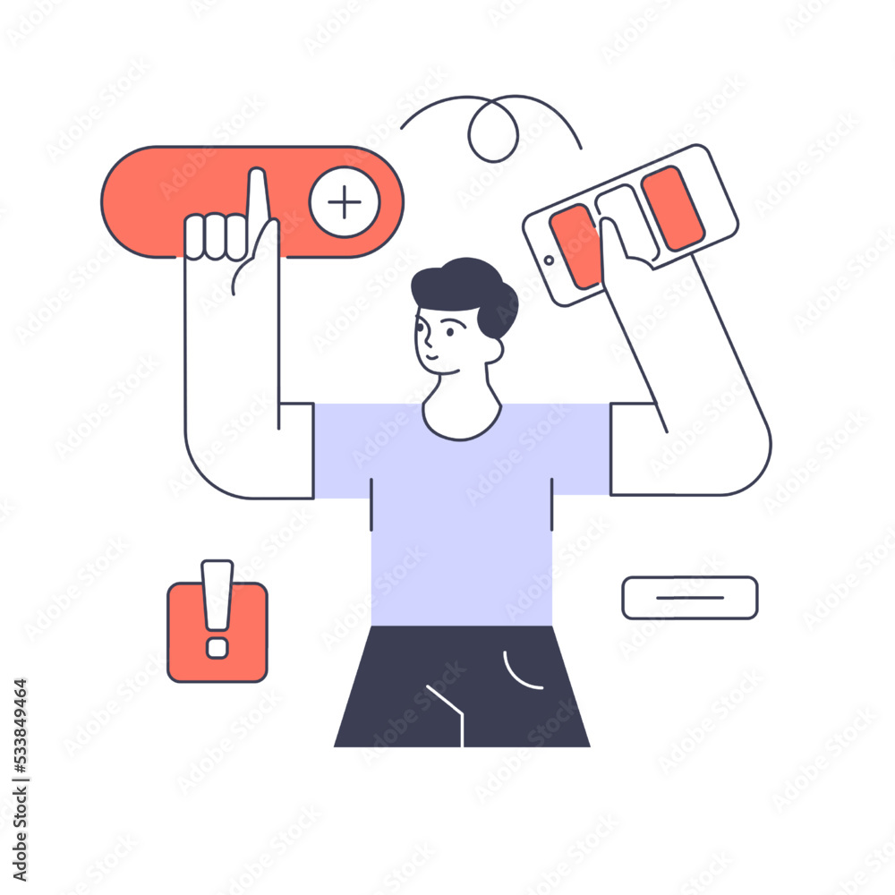 Wall mural male programmer digital designer developing smartphone application online service vector flat