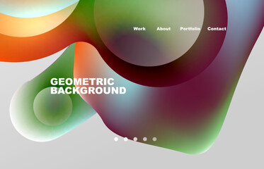Landing page abstract liquid background. Flowing shapes, round design and circle. Web page for website or mobile app wallpaper