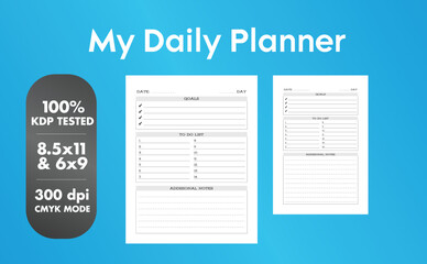 This is a Daily Planner with 2 most popular sizes 8.5x11 and 6x9. Fully ready to print.