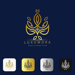 Floral logo. Flower icon. Floral emblem. Cosmetics, Spa, Beauty salon, Decoration, Boutique logo. Luxury, Business, Royal Jewelry, Hotel Logo. Interior Icon. Resort and Restaurant Logo.