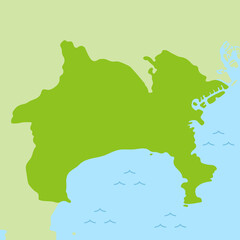 神奈川県の地図のイラスト