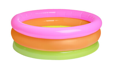 Colorful inflatable rubber pool on white background