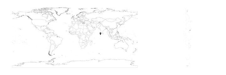 Vector Maldives map showing country location on world map and solid map for Maldives on white background. File is suitable for digital editing and prints of all sizes.