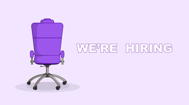 Purple Office Chair And Text WE`RE HIRING On Lilac Background