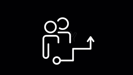 Working together to achieve success animated white linear icon for dark theme. Collaboration. Seamless loop 4k video with alpha channel on transparent background. Motion graphic design for night mode