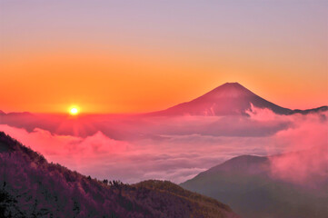 富士山と日の出,
